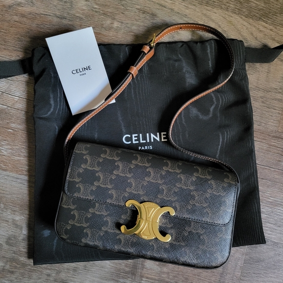 CELINE Triomphe Leather Claude Shoulder Bag NEW - Picture 2 of 16